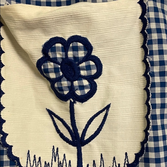 beautiful Blue Gingham Dress with Floral Pocket - Picture 2 of 12